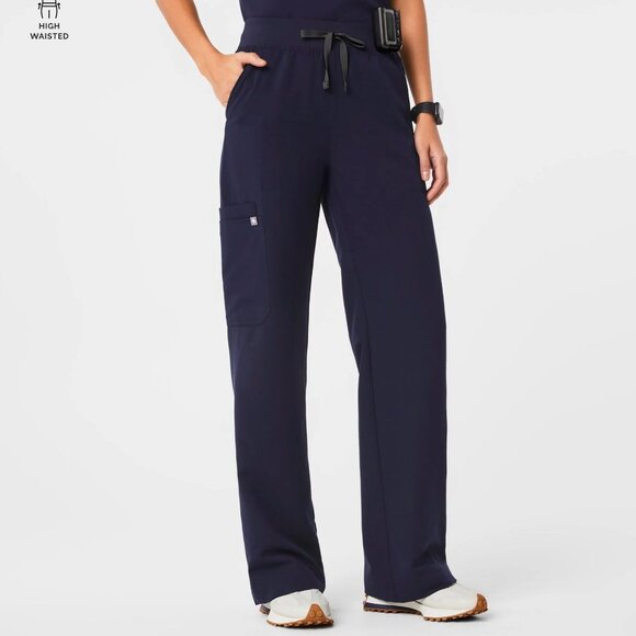 FIGS Navy High Waisted Isabel Wide Leg - Scrub Pant - Picture 1 of 3